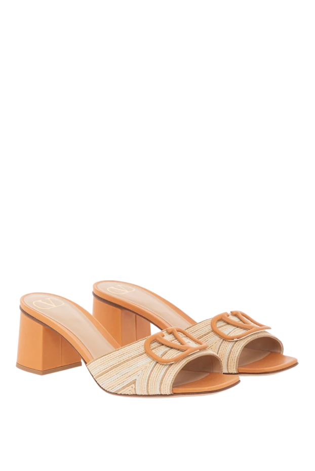 Valentino босоножки vlogo 60 из ткани и кожи в полоску бежевые 189346 - фото 3