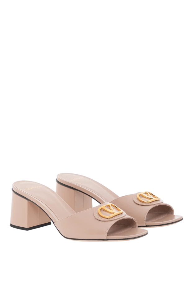 Valentino босоножки slide из телячьей кожи с отделкой vlogo signature бежевые 189347 - фото 3