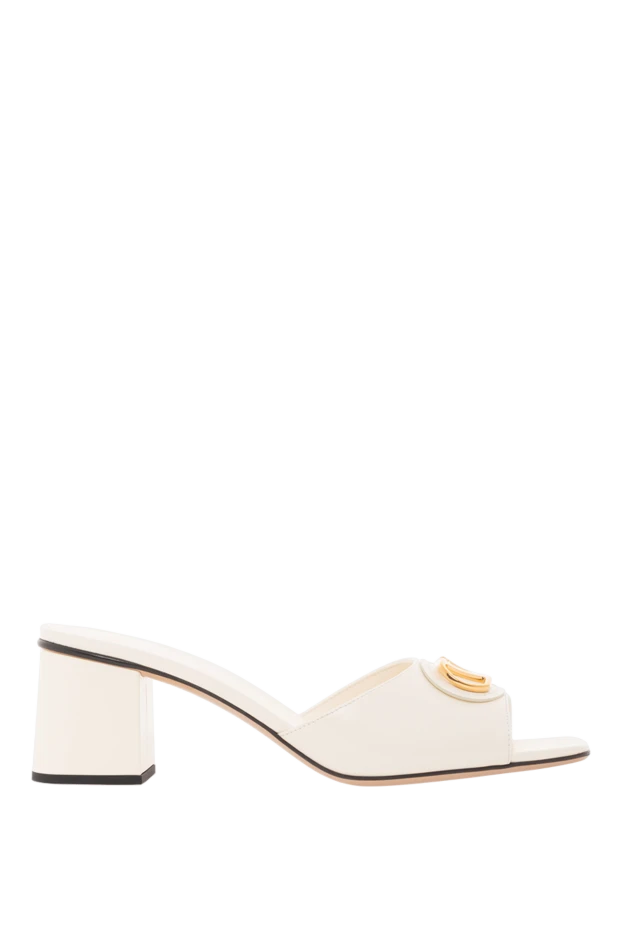 Босоножки Slide из телячьей кожи с отделкой VLogo Signature белые - фото 1