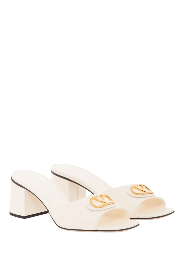 Valentino босоножки slide из телячьей кожи с отделкой vlogo signature белые 189348 - фото 3