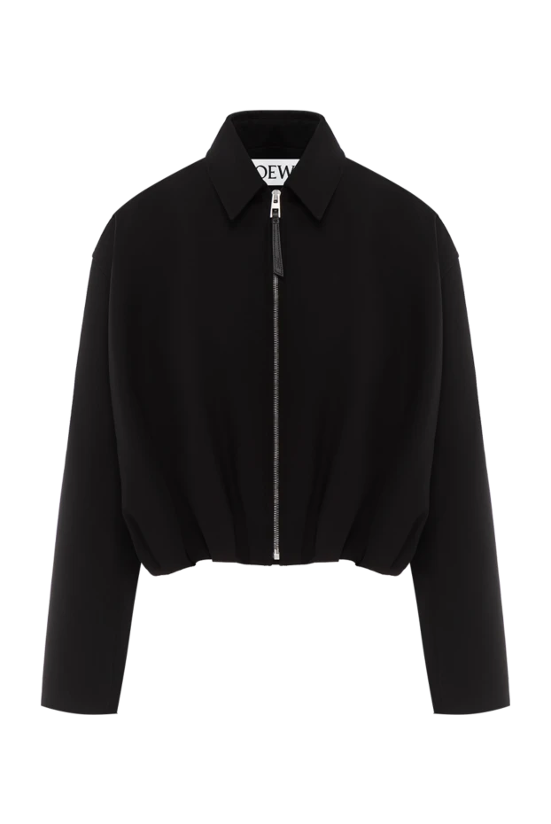 Cotton and silk twill jacket with asymmetrical draping on the back, black - photo 1