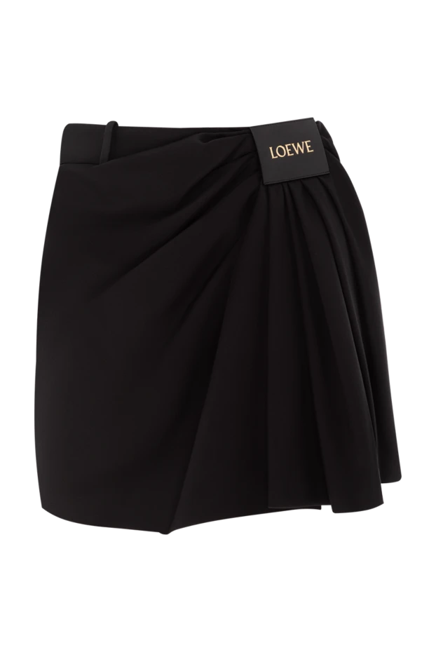 Юбка из хлопка и шелкового твила с асимметричной драпировкой черная - фото 1