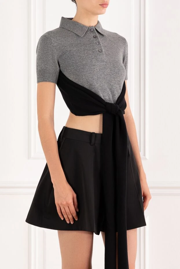 Loewe свитер поло укороченное из шерсти и кашемира серое 189353 - фото 3