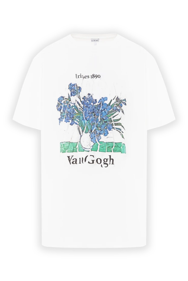 Белая футболка из хлопковой смеси с нанесенным принтом Ван Гога - фото 1