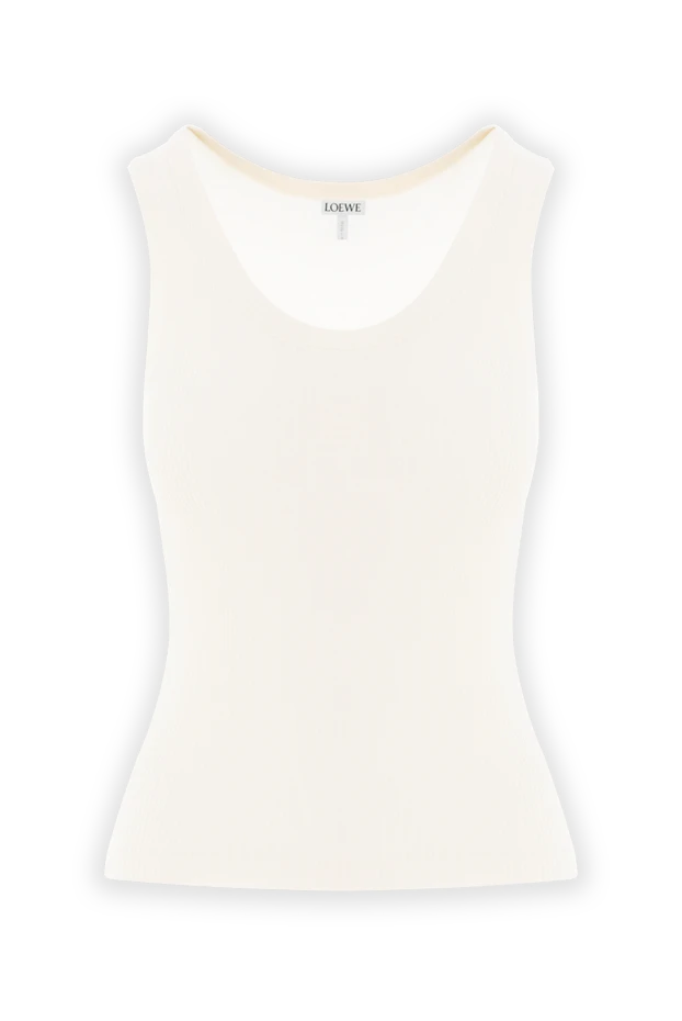 Lightweight ribbed silk top white with anagram embroidery - photo 1