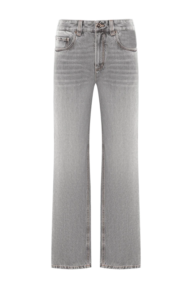 Brunello Cucinelli мақтадан тігілген тырнақшалары бар әйелдердің сұр түсті жалпақ джинсы
189362 - фото 1