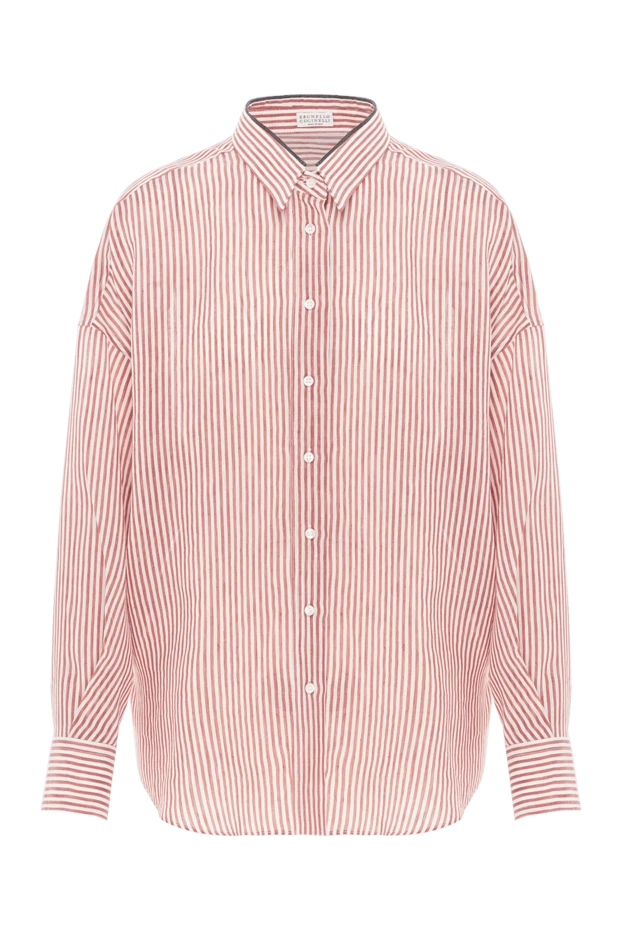 Brunello Cucinelli монил тізбегі бар, қызыл түсті әйелдердің жағасында жолақты органза көйлек 189371 - фото 1