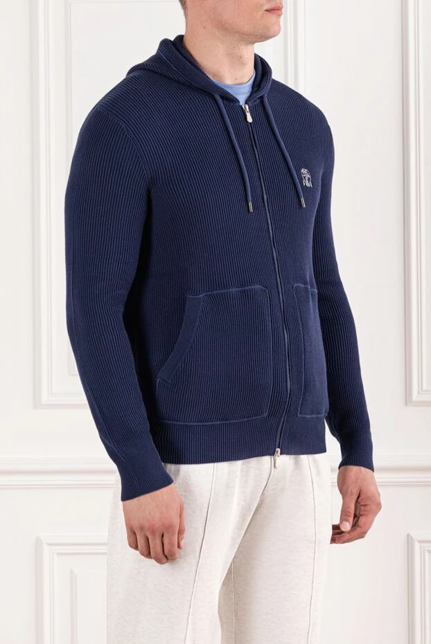 Brunello Cucinelli men's ribbed cotton zippered sweatshirt with pockets 189375 - photo 3