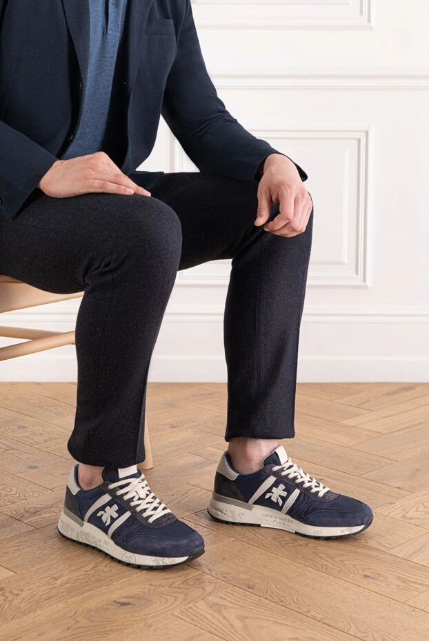 Premiata ультра жеңіл табаны бар күдері мен нейлоннан жасалған blue lander кроссовкалары 189383 - фото 2