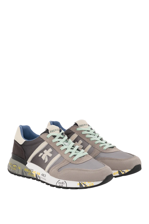 Premiata lander sneakers in soft suede and nylon with logo on an ultralight sole in gray 189388 - photo 3