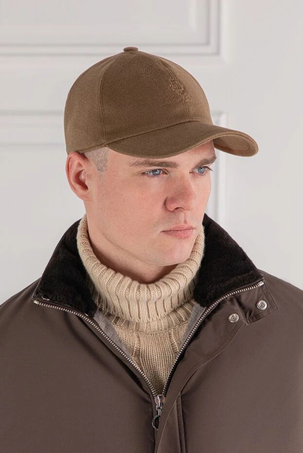 Ерлерге арналған жеңіл және жылы кашемирден жасалған қоңыр бейсбол қалпағы - фото 2