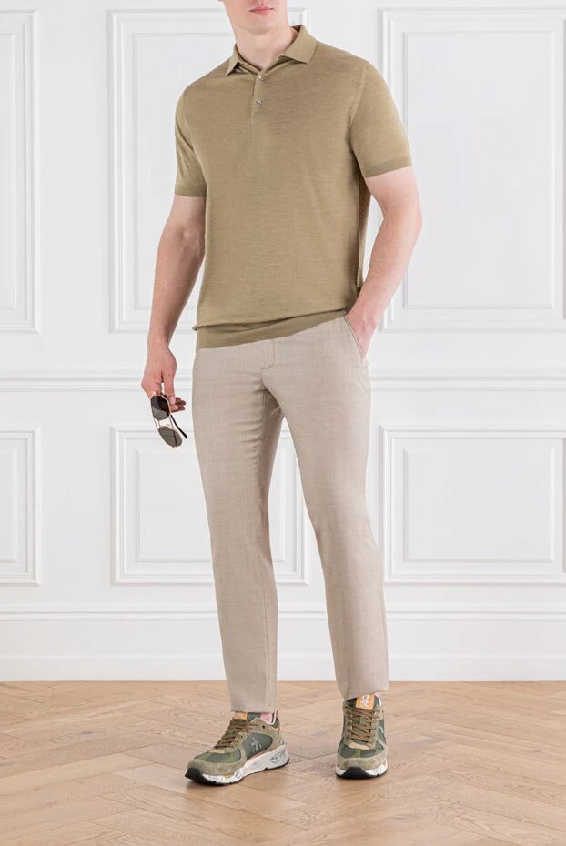 Рубашка поло Wish из шерстяной пряжи бежевая мужская - фото 2