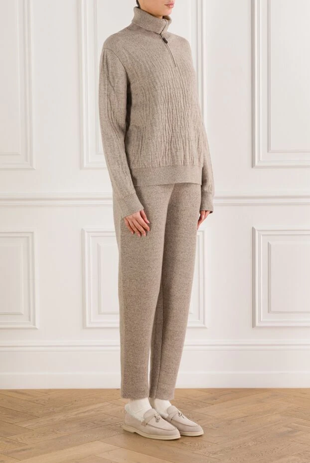 Loro Piana feriolo beige half-zip cashmere and linen walking suit 189397 - photo 3