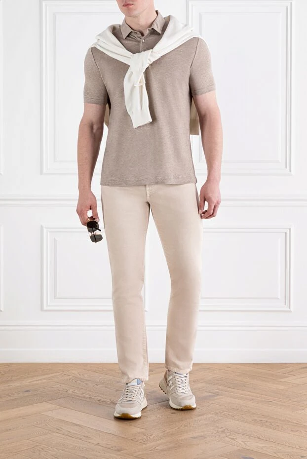 Loro Piana джинсы quarin с пятью карманами из хлопкового денима бежевого цвета 189398 - фото 3