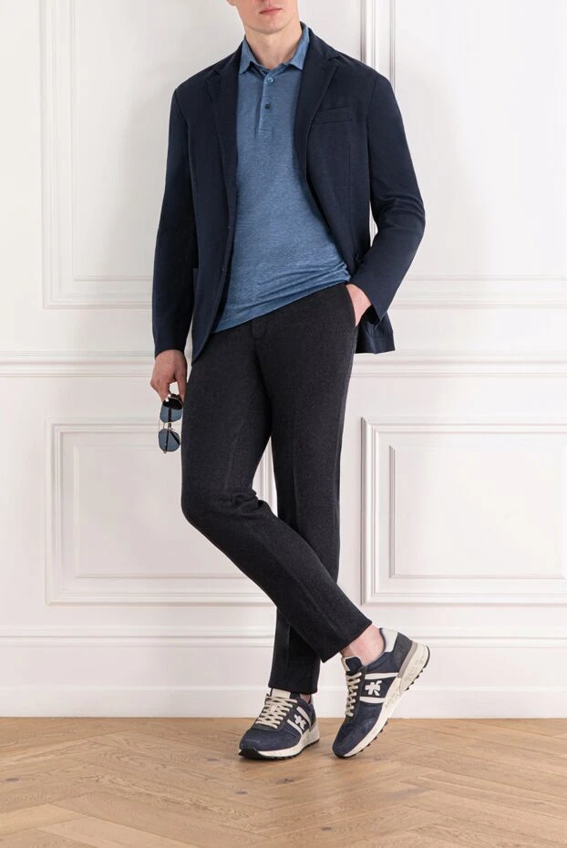 Екі қабатты кашемир джерси көктегі Novalis классикалық шалбар - фото 2