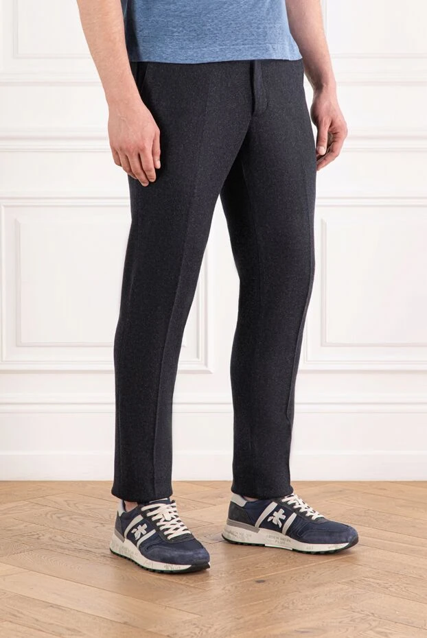 Loro Piana екі қабатты кашемир джерси көктегі novalis классикалық шалбар 189399 - фото 3