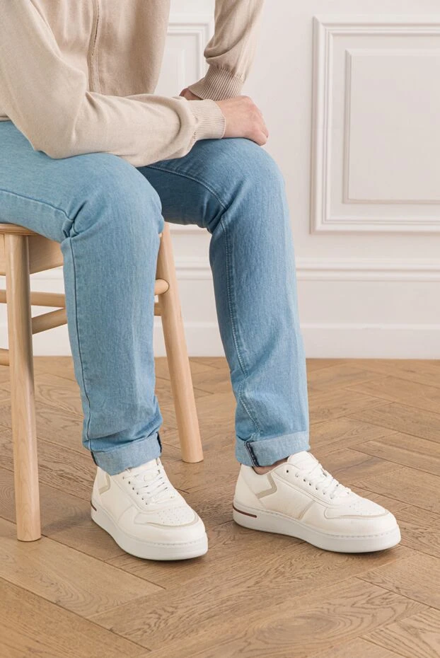 Loro Piana кроссовки из кожи с замшевой отделкой newport walk белого цвета 189402 - фото 2