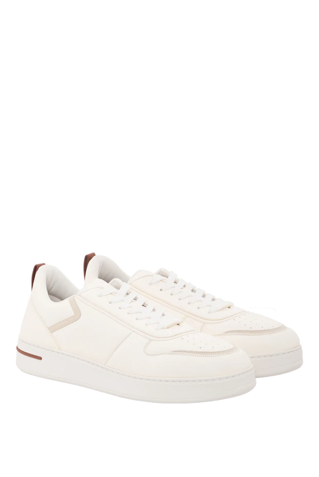 Loro Piana newport walk white leather suede sneakers 189402 - photo 3
