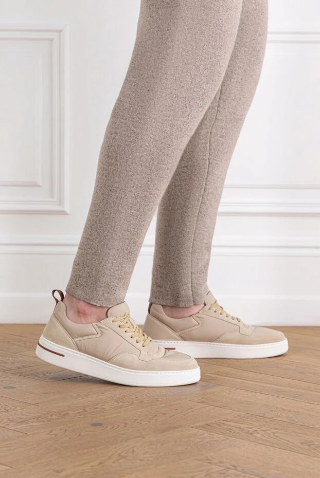 Loro Piana кроссовки из водоотталкивающей микрофибры newport walk бежевого цвета 189403 - фото 2