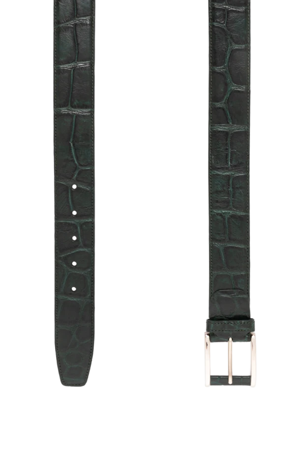 Tardini ремень мужской темно-зеленый из кожи аллигатора 189407 - фото 3
