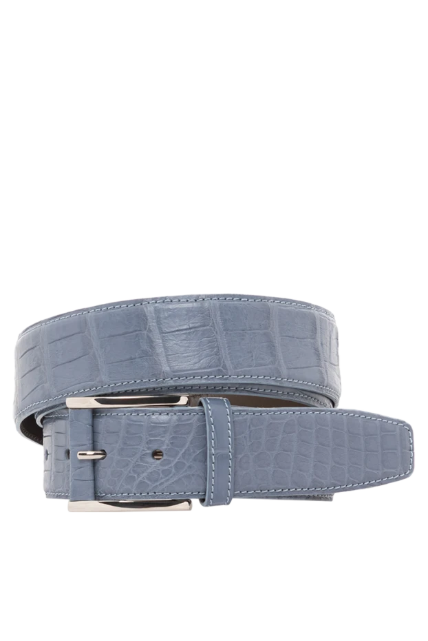 Ерлерге арналған көк аллигатор былғары белбеуі - фото 1