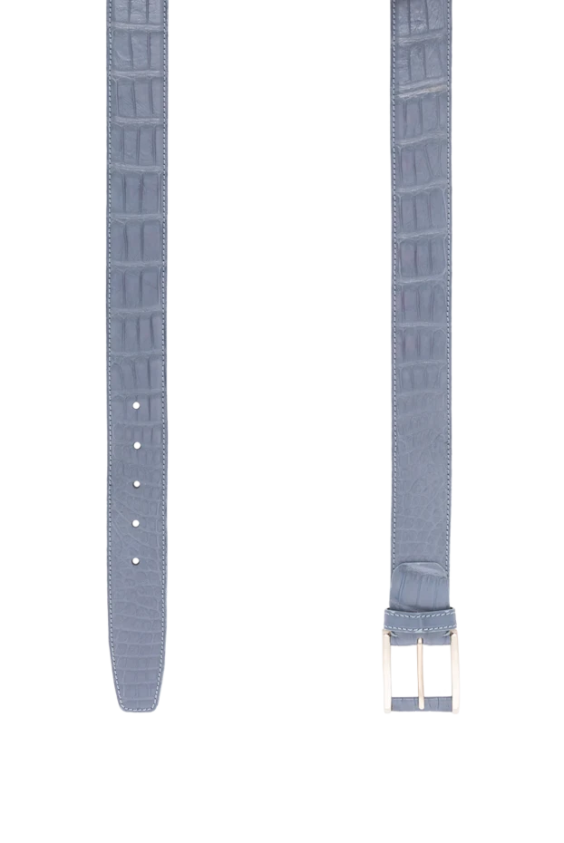 Tardini ремень мужской голубой из кожи аллигатора 189408 - фото 3