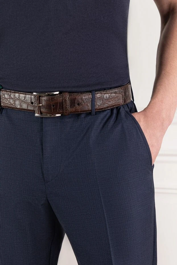 Tardini ремень мужской коричневый из кожи аллигатора 189409 - фото 2