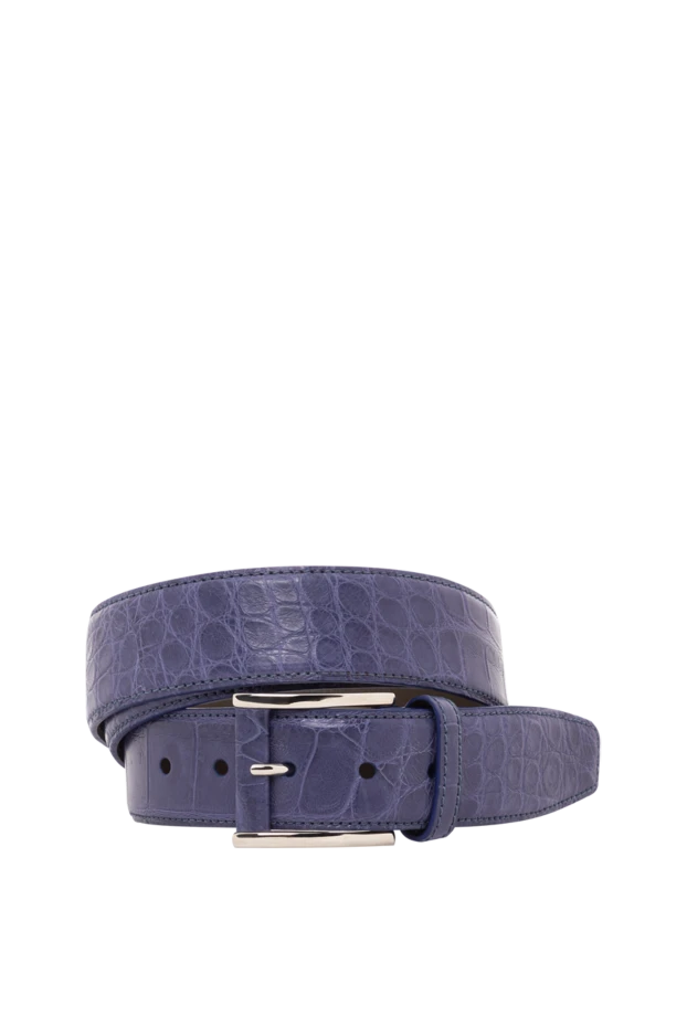 Синий ремень из кожи аллигатора мужской - фото 1