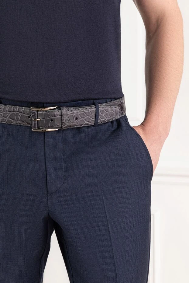 Tardini темно-серый ремень из кожи аллигатора мужской 189413 - фото 2