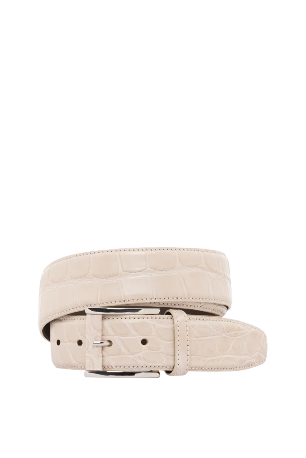 Ерлерге арналған ақ аллигатор былғары белбеуі - фото 1