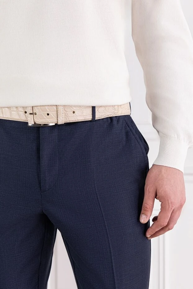 Tardini белый ремень из кожи аллигатора мужской 189414 - фото 2