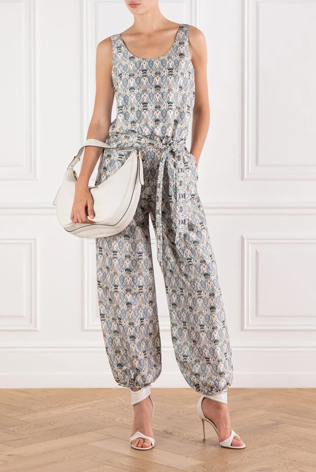 Nadia jumpsuit made of light silk shantung in blue color for women - photo 2