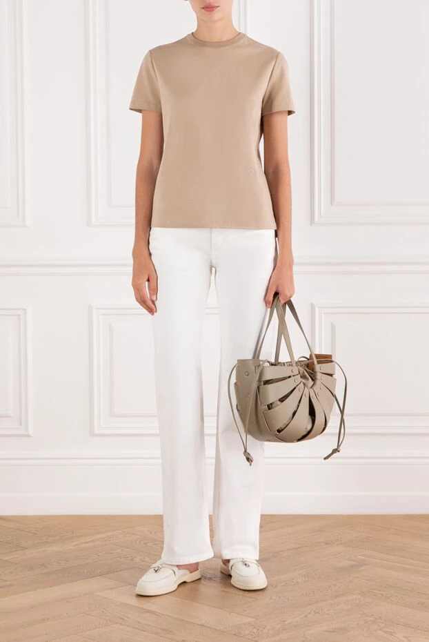 Loro Piana классическая базовая футболка my-t из чистого хлопкового джерси бежевая 189416 - фото 2