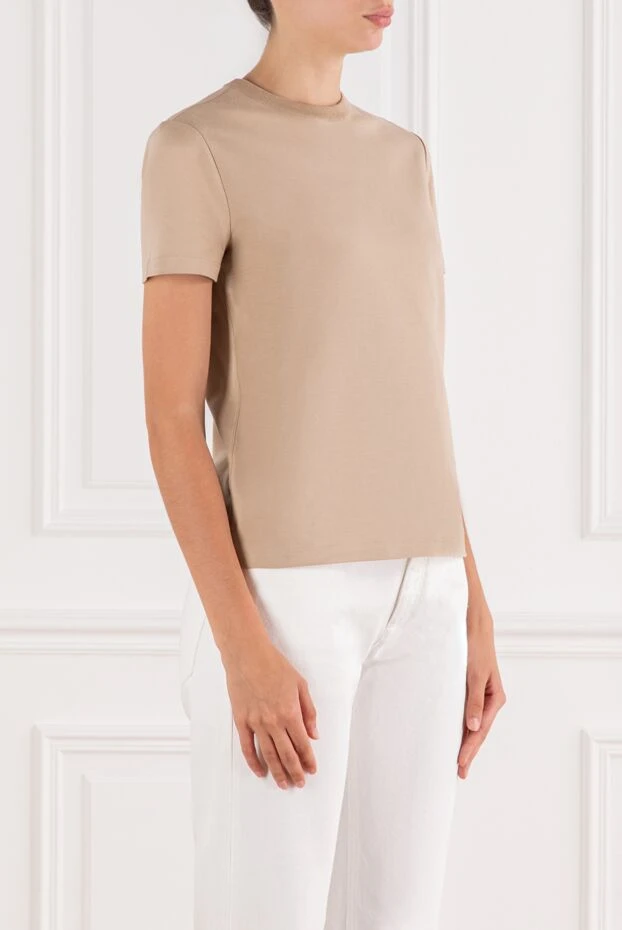 Loro Piana классическая базовая футболка my-t из чистого хлопкового джерси бежевая 189416 - фото 3