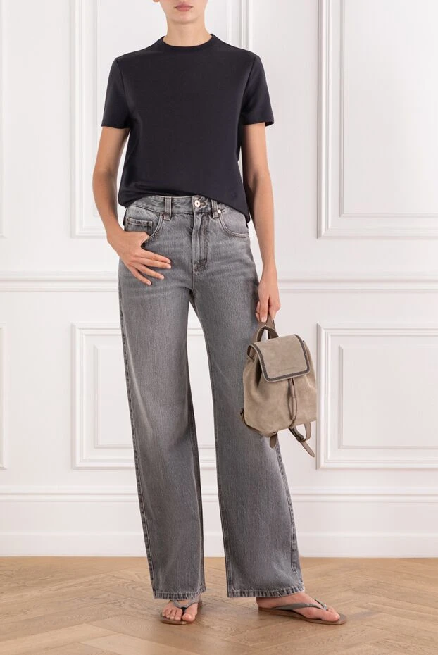 Loro Piana классическая футболка my-t женская синяя из хлопка 189417 - фото 2