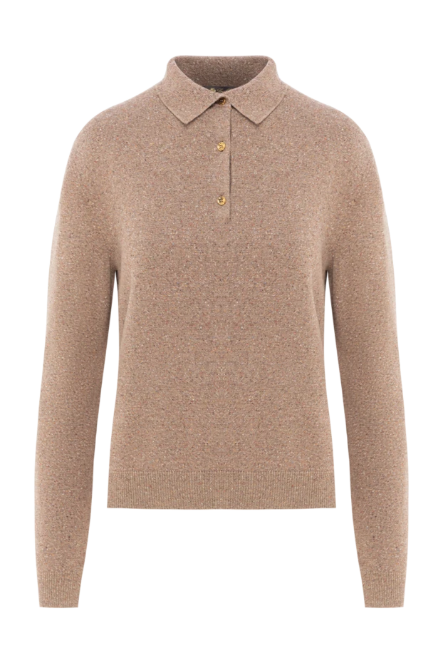 Рубашка поло Colonno с длинным рукавом из мягкого кашемира коричневая - фото 1