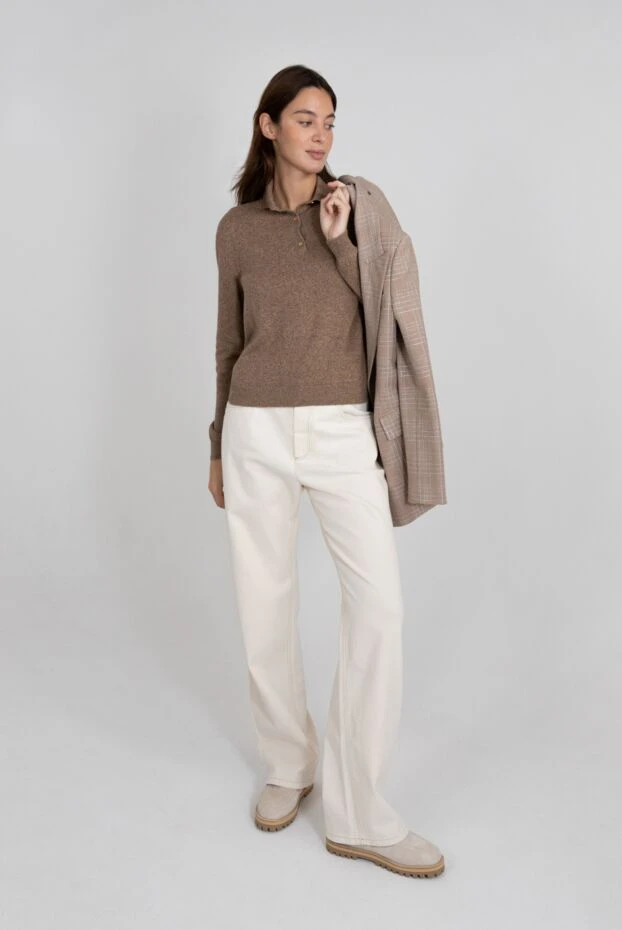 Рубашка поло Colonno с длинным рукавом из мягкого кашемира коричневая - фото 2