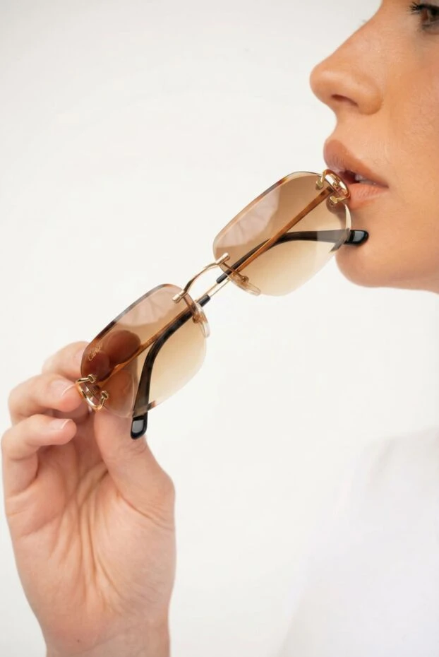 Cartier женские стильные солнцезащитные очки с коричневым градиентом
 189426 - фото 2