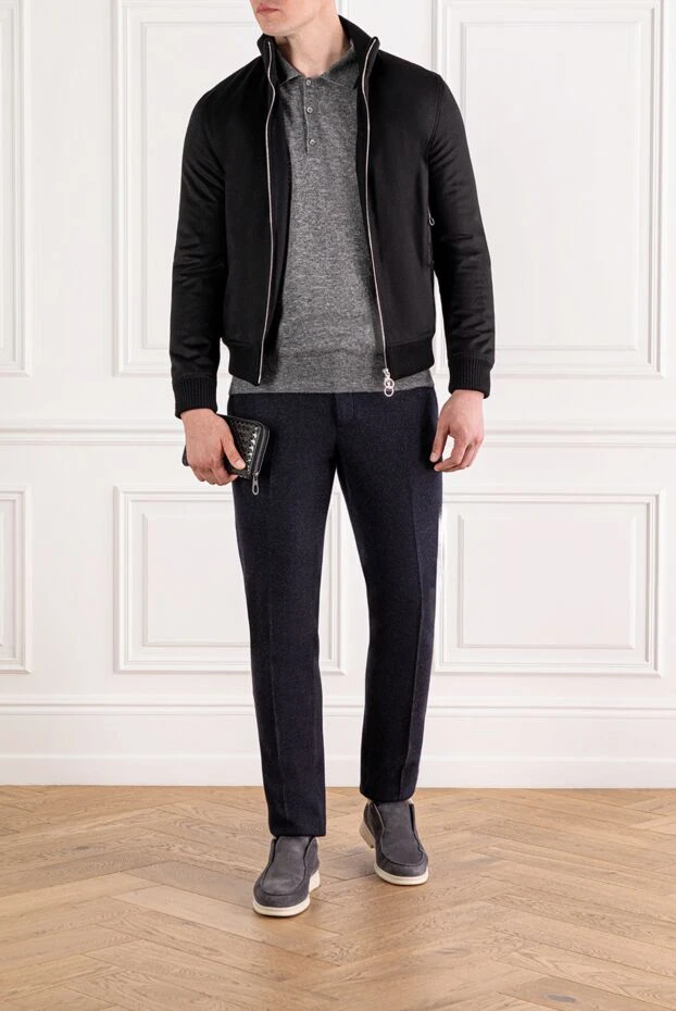 Seraphin куртка-бомбер из кашемира с вставками из кожи крокодила черная 189553 - фото 2