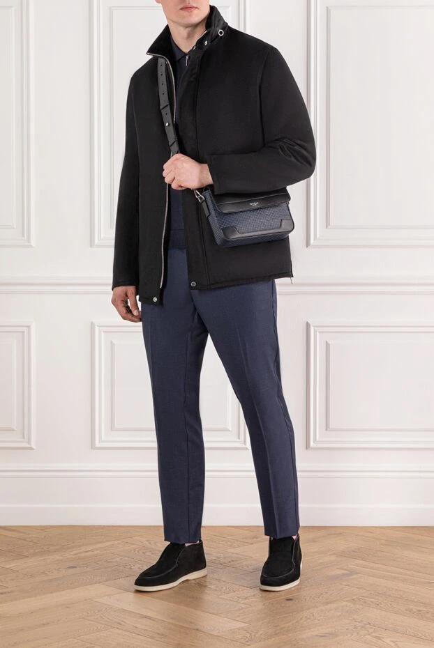 Seraphin куртка-парка из кашемира с вставками из кожи и меха черная мужская 189558 - фото 2