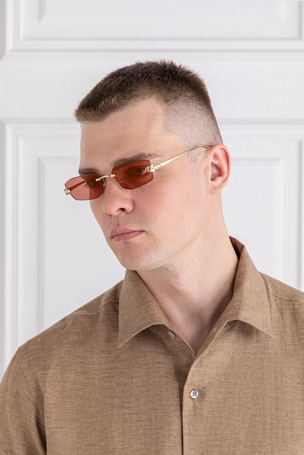 Cartier солнцезащитные очки без оправы panthère бордовые 189568 - фото 2