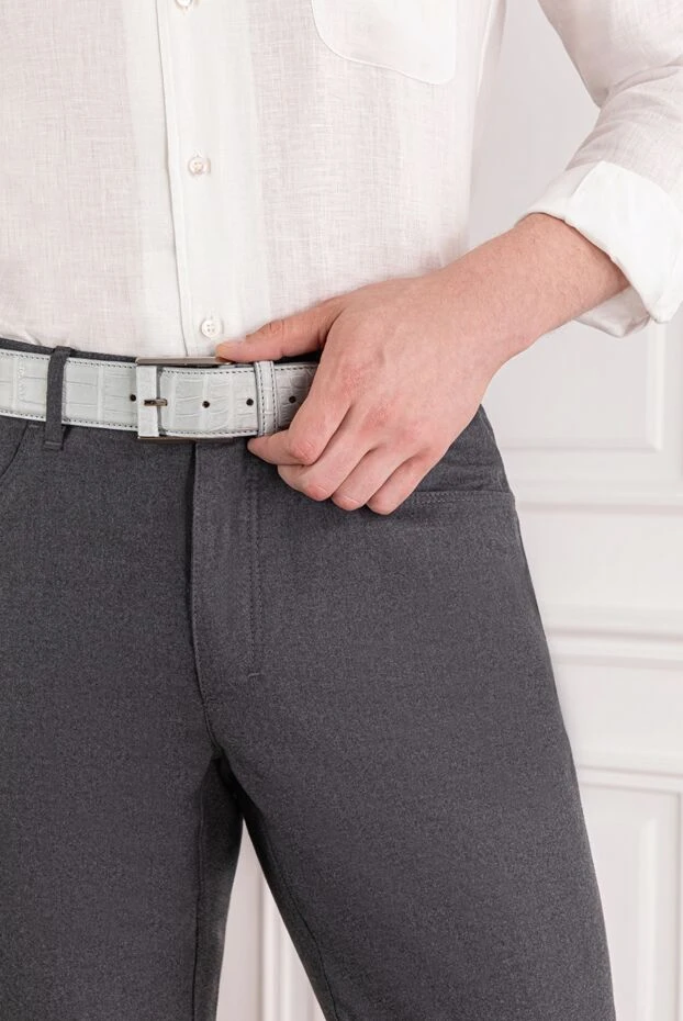 Blue men's belt made of genuine alligator leather
- photo 2