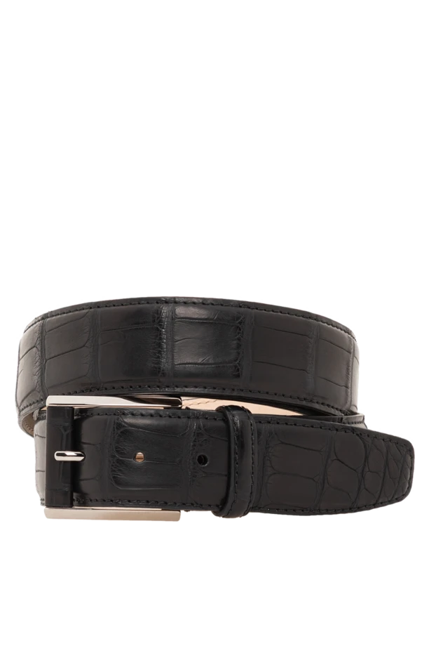 Ремень мужской черный из кожи аллигатора - фото 1