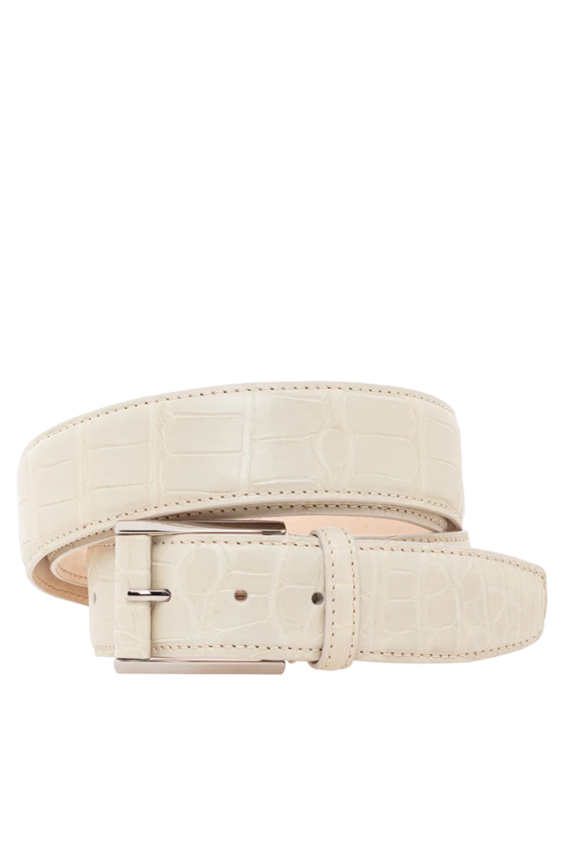 Ерлерге арналған ақ аллигатор былғары белбеуі - фото 1
