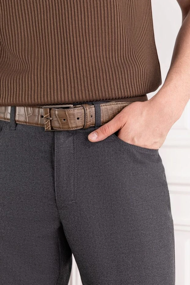 Cesare di Napoli аллигатордың шынайы былғарыдан жасалған қоңыр ерлер белбеуі
 189574 - фото 2