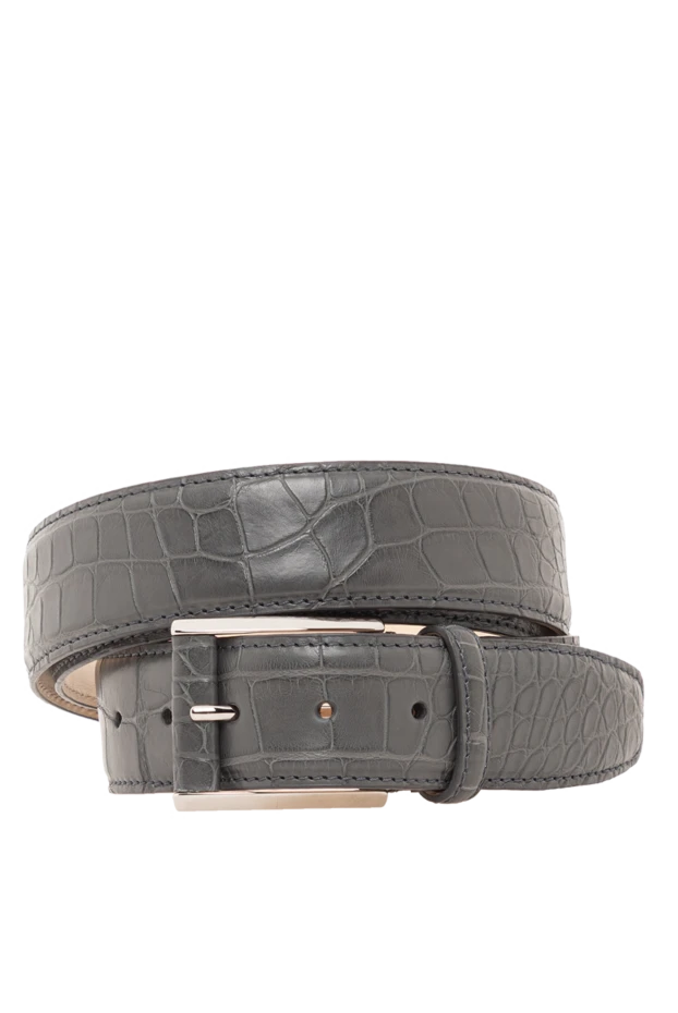 Ерлерге арналған сұр аллигатор былғары белбеуі - фото 1