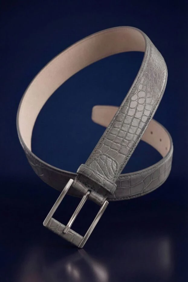 Ерлерге арналған сұр аллигатор былғары белбеуі - фото 2