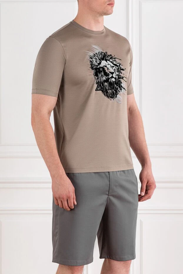Zilli beige t-shirt with lion print and brand logo 189591 - photo 3