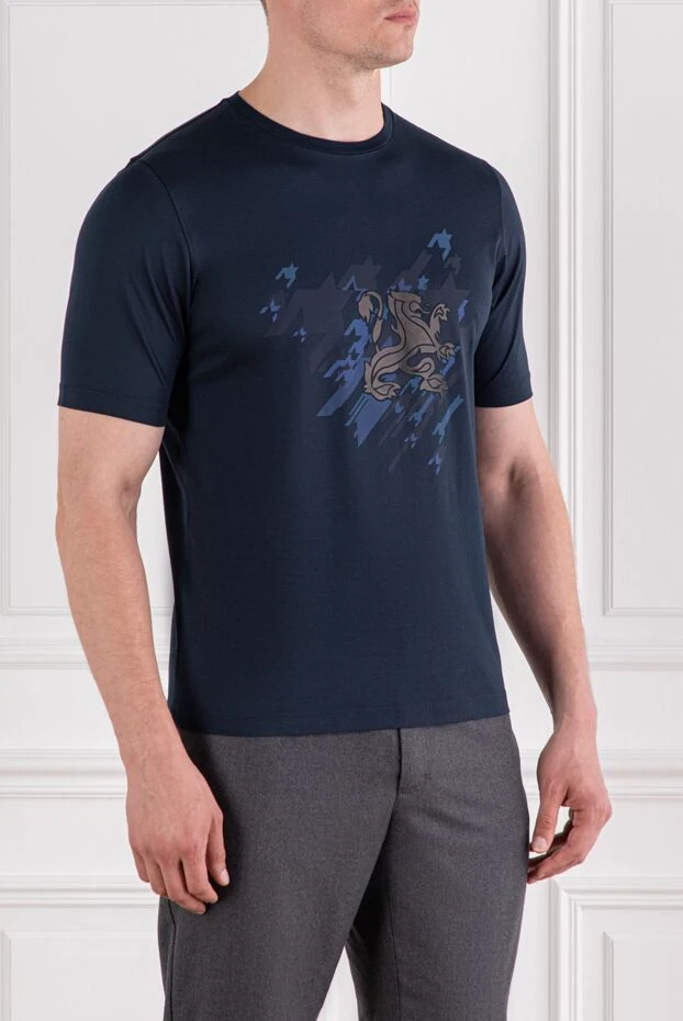 Zilli футболка тёмно-синяя с графичным принтом и эмблемой льва
 189606 - фото 3
