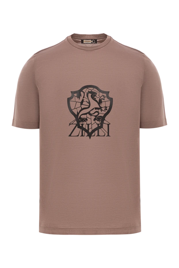 Футболка в оттенке какао с чёрным принтом в стиле герба
- фото 1